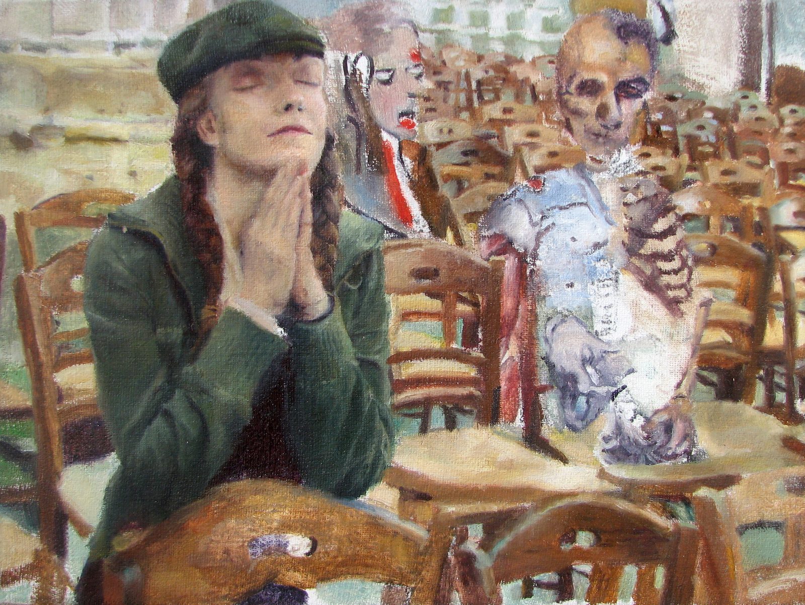 Praying, Oil on linen, 12×9 in, 2009, by Soraya Hutchinson