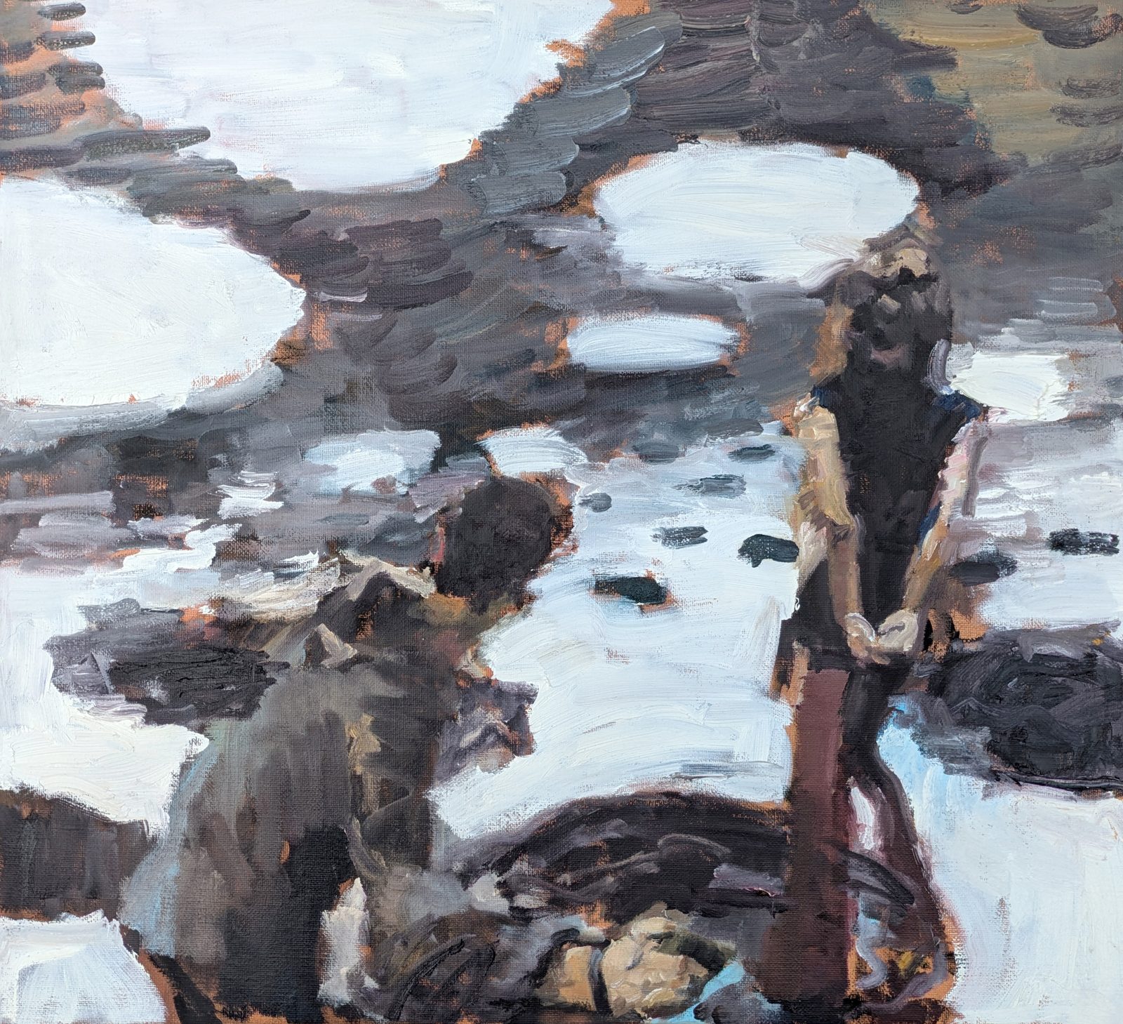 Skipping Rocks, Oil on panel, 24×24 in, 2026, by Soraya Hutchinson