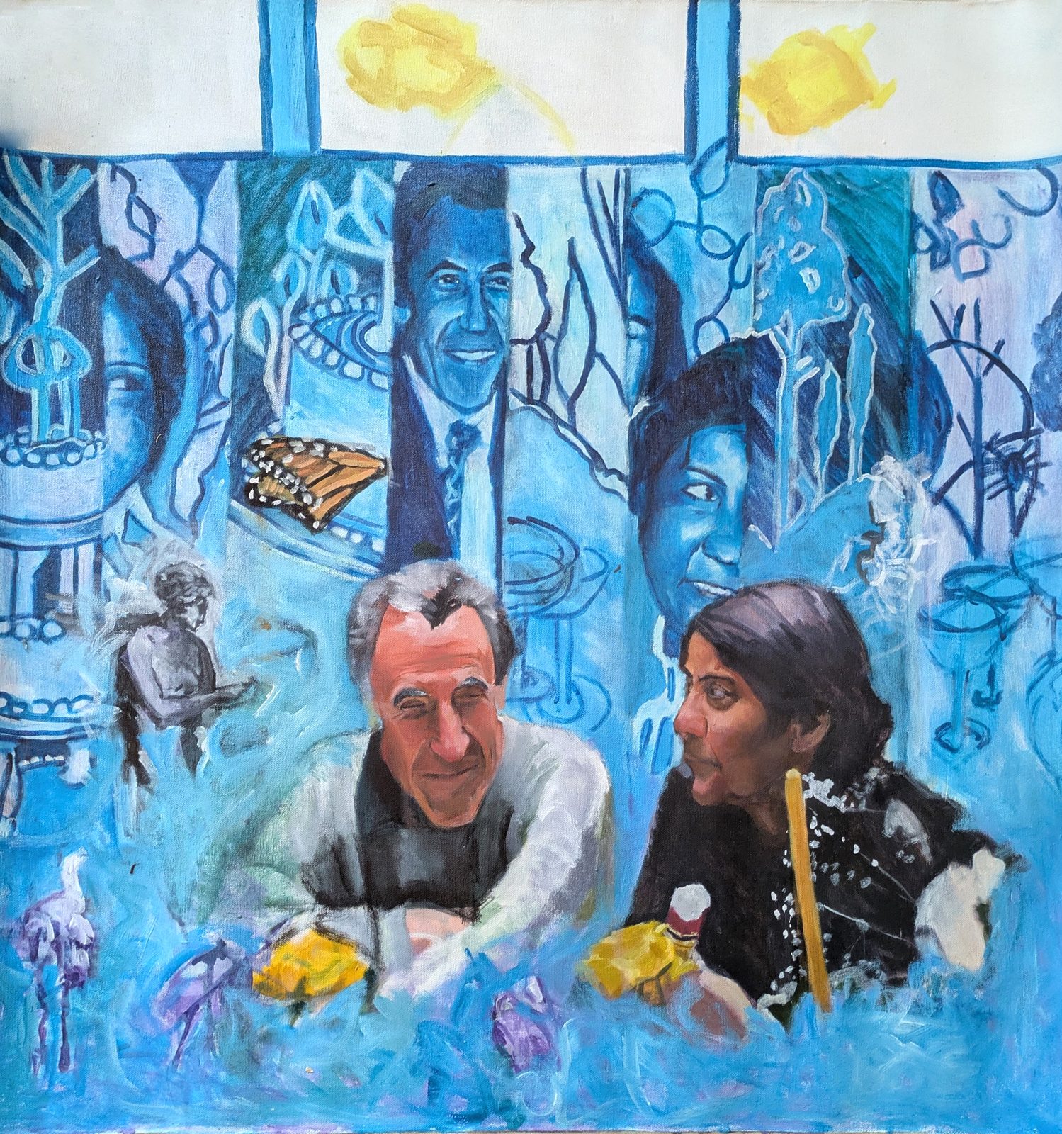 Marriage, Oil on canvas, 18×18 in, 2006, by Soraya Hutchinson