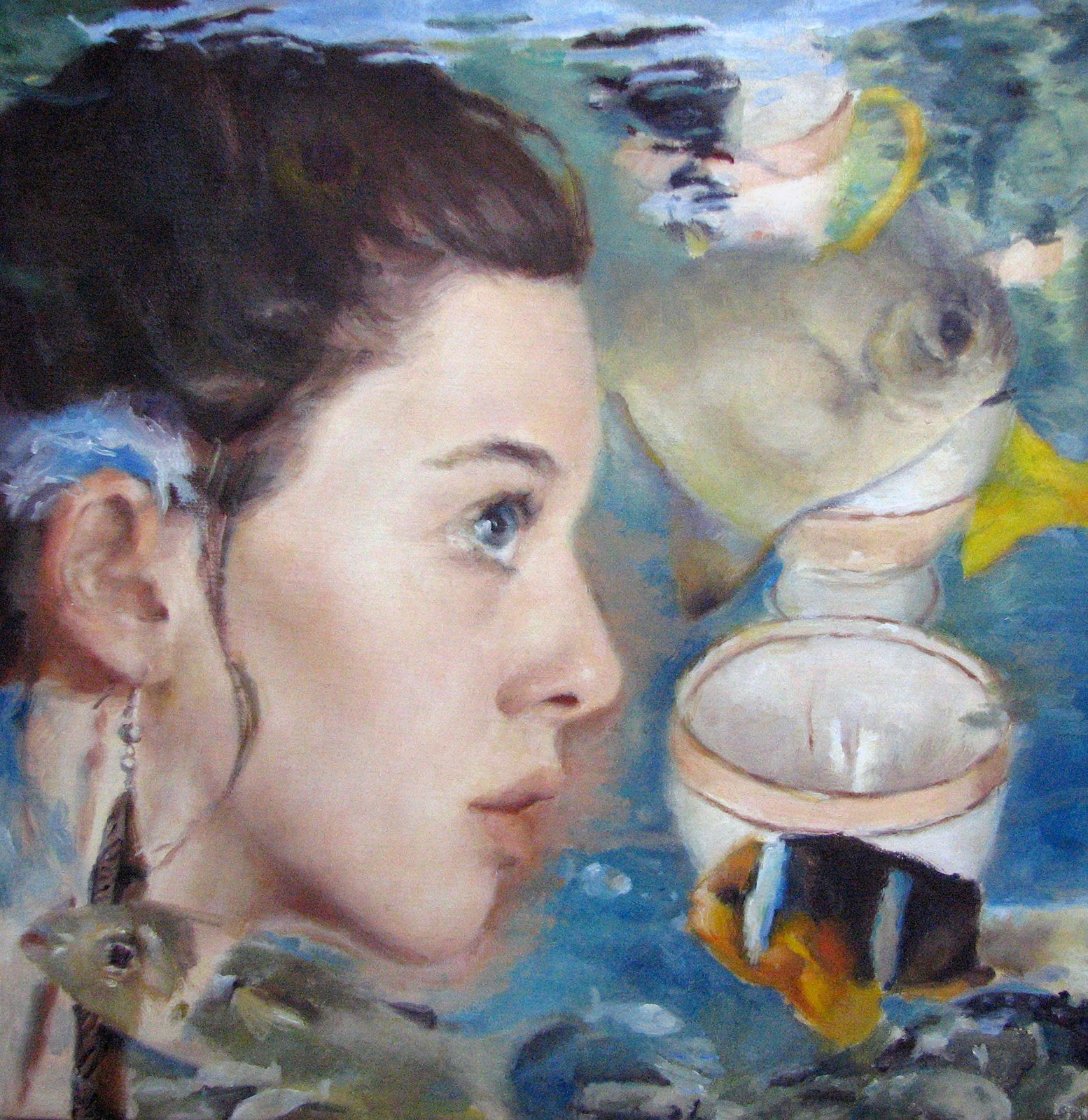 Tjen, Oil on panel, 10×10 in, 2012, by Soraya Hutchinson