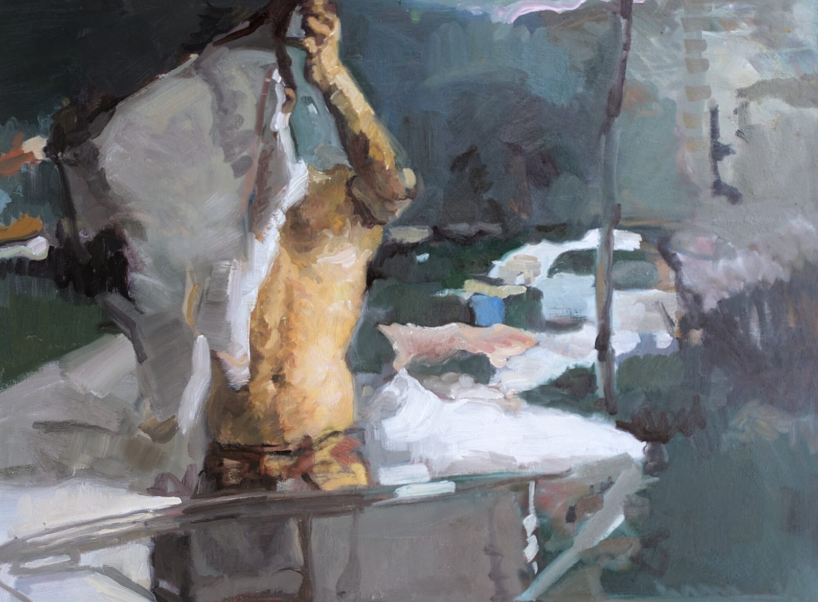 Laundry, Oil on panel, 30×22 in, 2024, by Soraya Hutchinson