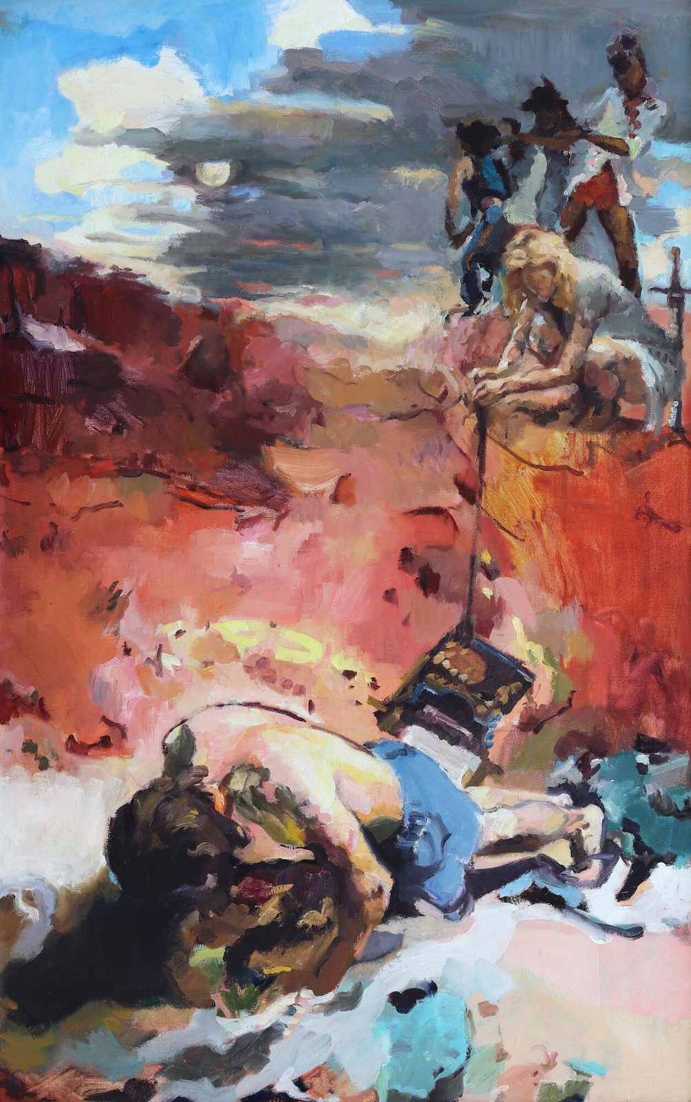 Write My Way Out, Oil on panel, 24×39 in, 2024, by Soraya Hutchinson